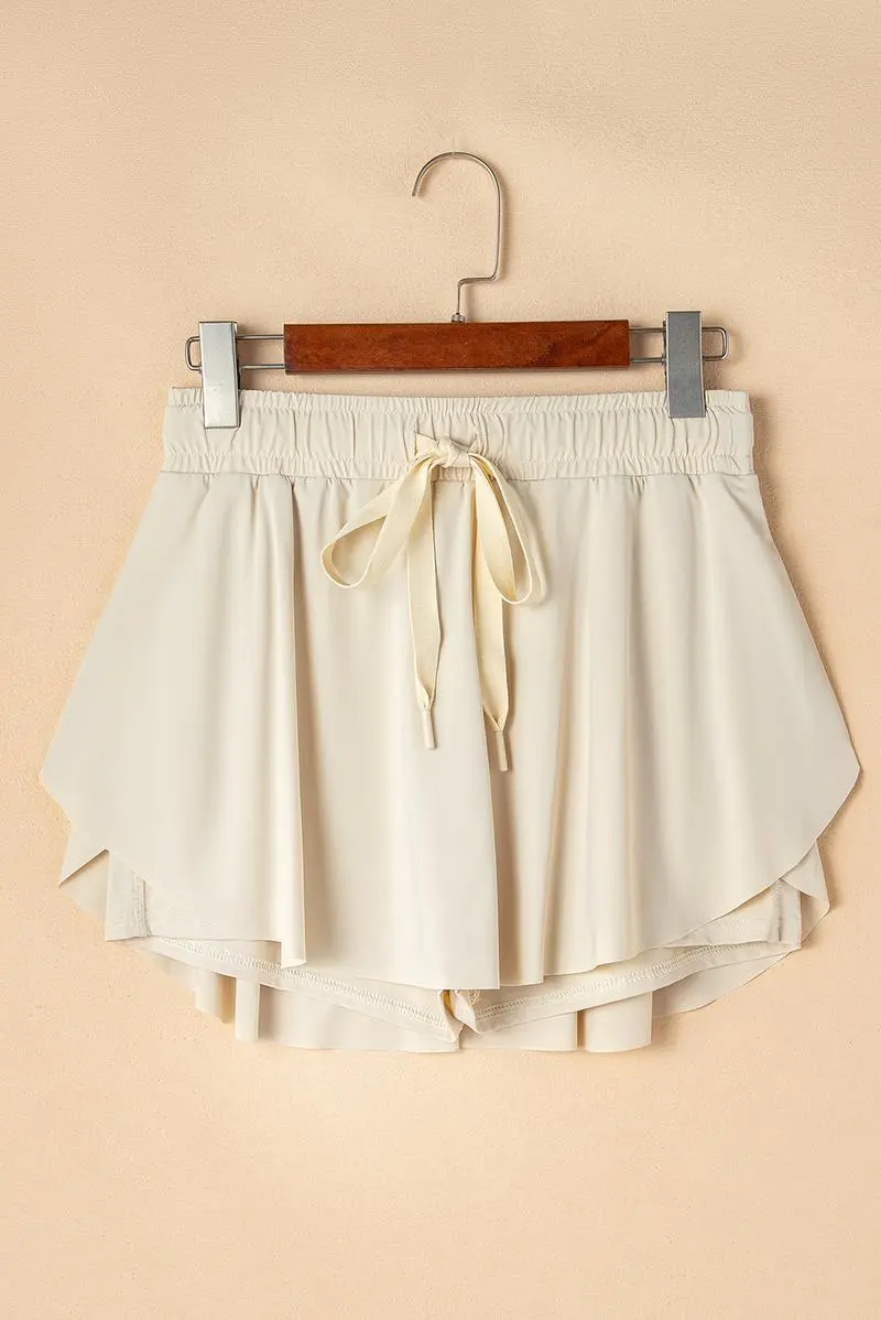 Women's Casual Drawstring Tie High Waist Lined Tennis Skorts