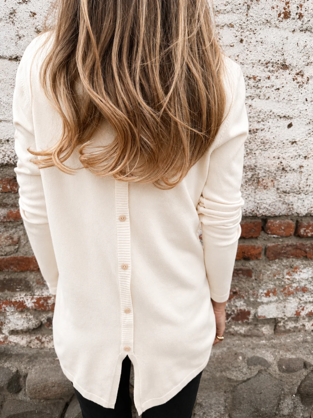 Ecru Button-Back Knit Vest