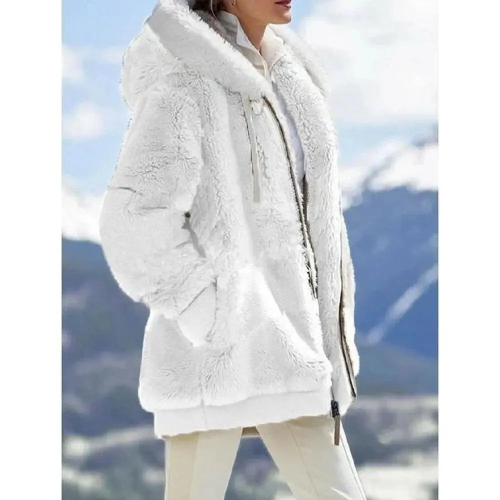 6-Pack Ladies Warm Teddy Bear Fluffy Coat Hooded Fleece Jacket Outwears