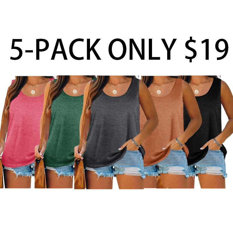 Plus Size Tank Tops for Women Summer Sleeveless Scoop Neck T-Shirts Tops