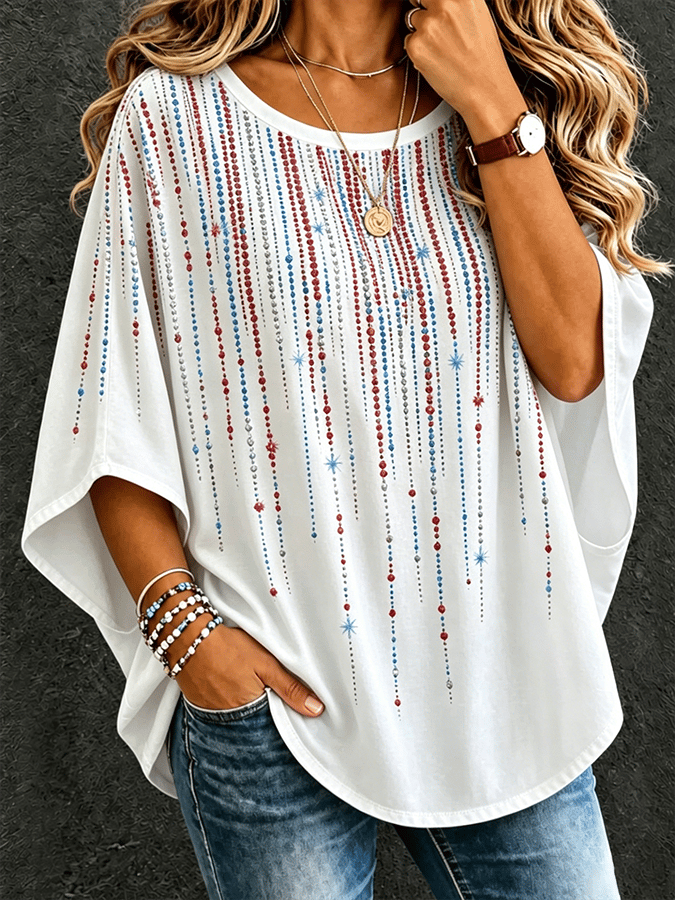 Women's American Flag Vintage Loose T-Shirt