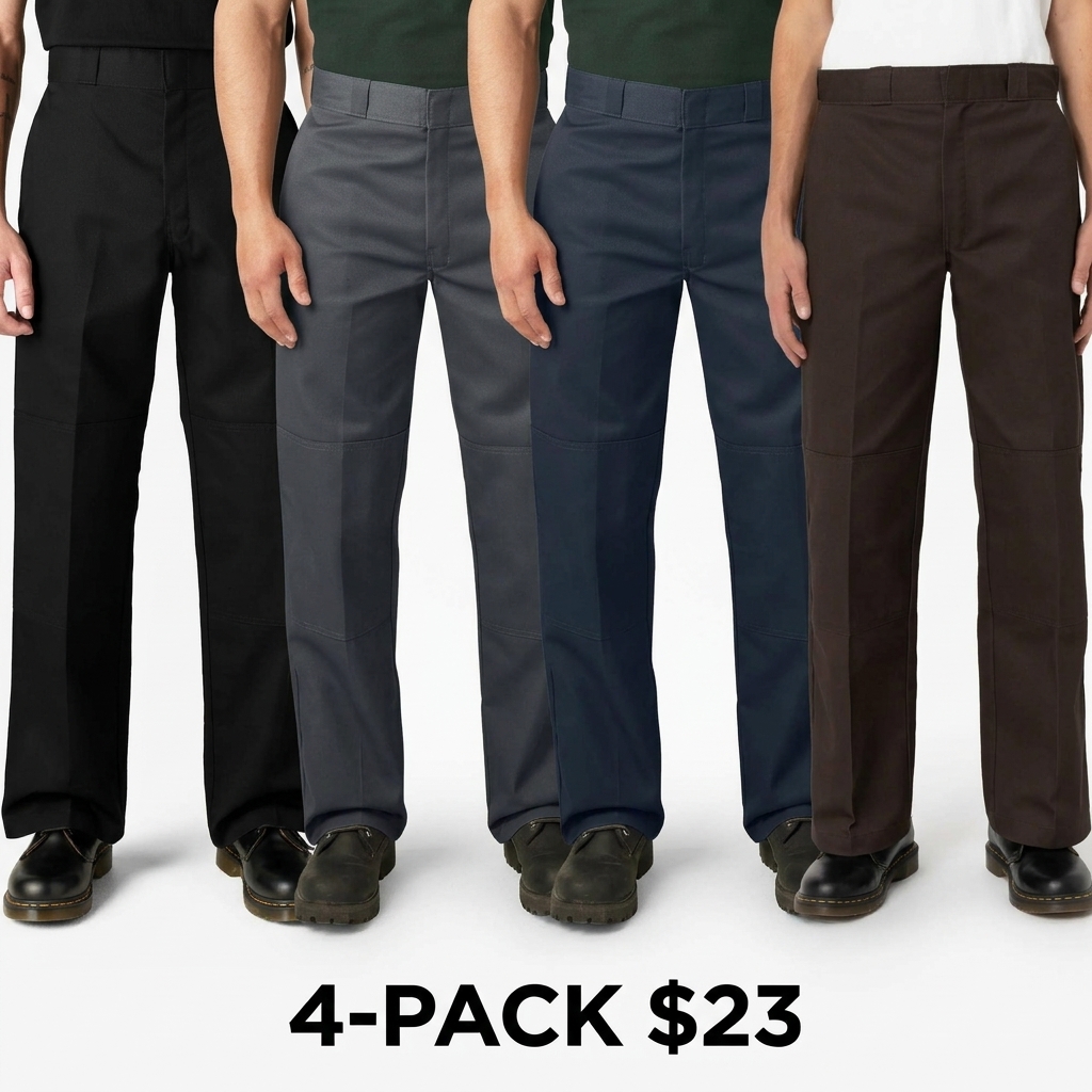 Men's Loose Fit Double Knee Work Pants – Durable Straight Leg Utility Trousers