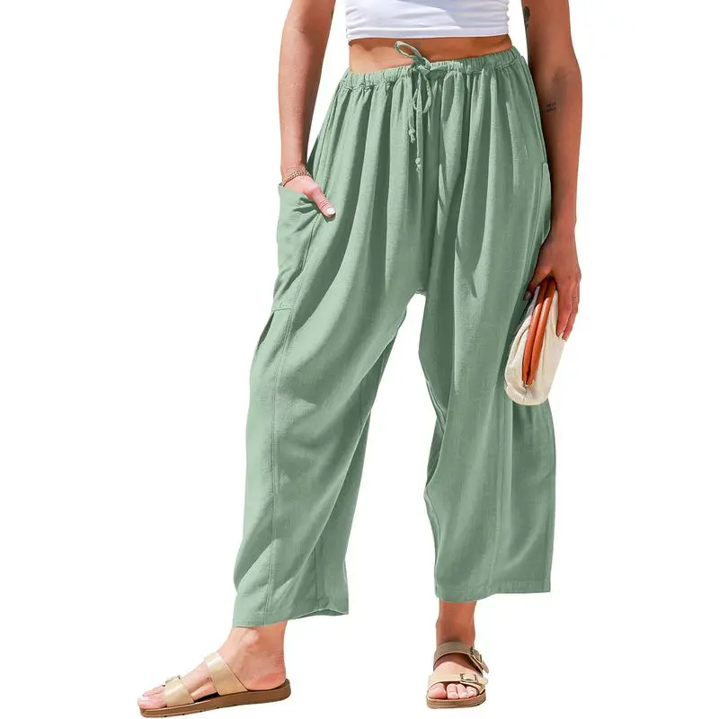 Womens Linen Wide Leg Pants
