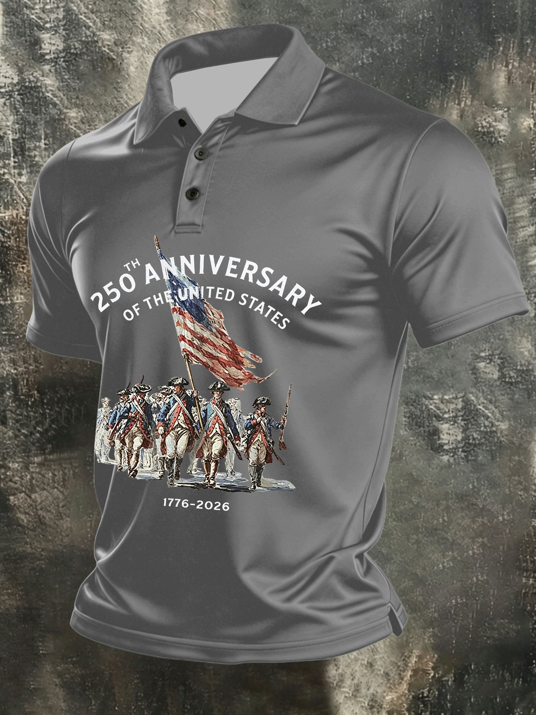 Men's America 250th Anniversary Print Casual Polo Shirt