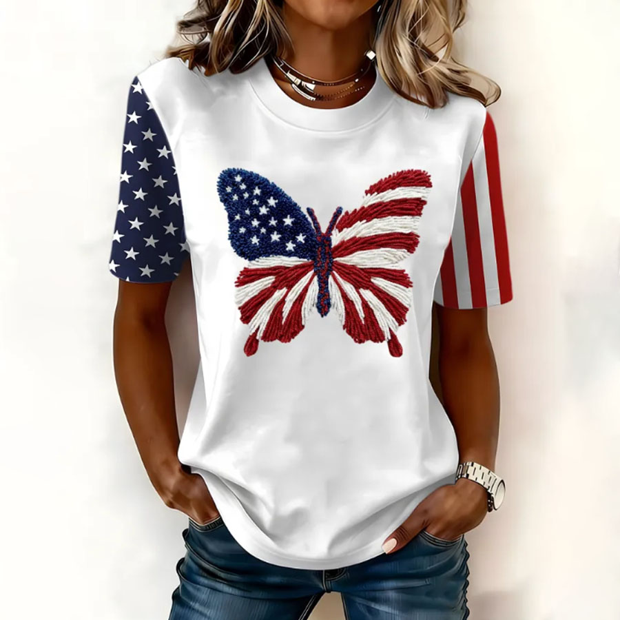 Women'S American Flag Printed Casual T-Shirt