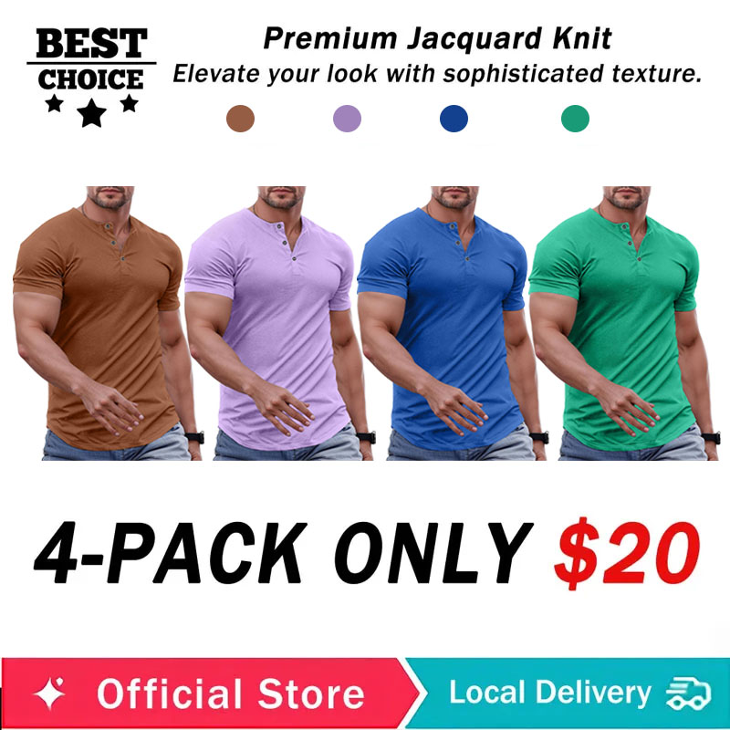 🔥2026 Flash Sale🔥Men's Muscle Slim Fit Button Henley Shirt