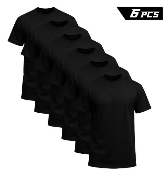 6-Pack: $18— Men's Solid-Color Crewneck T-Shirts, Comfortable Fit