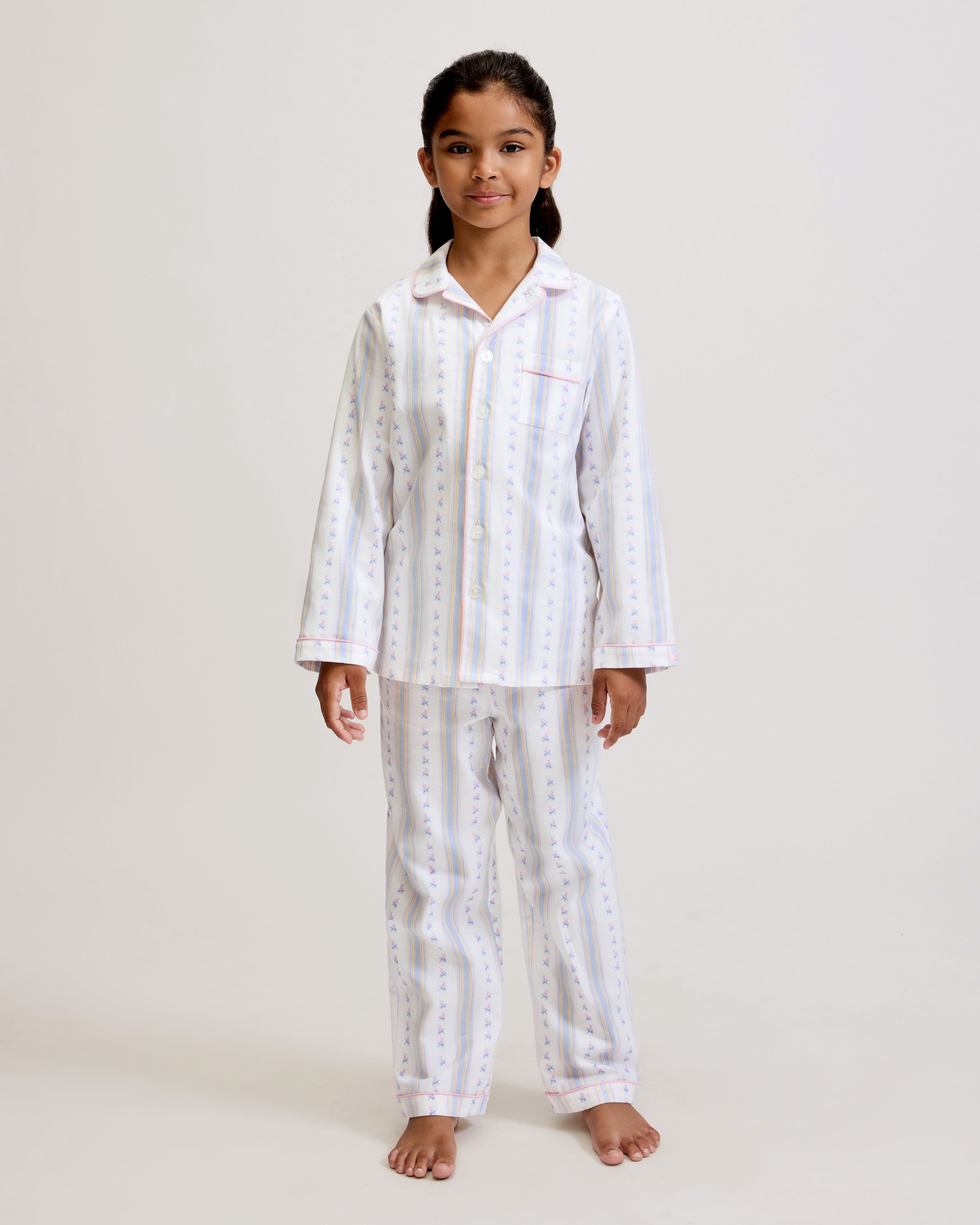 Kid's Twill Pajama Set in Cottage Stripe