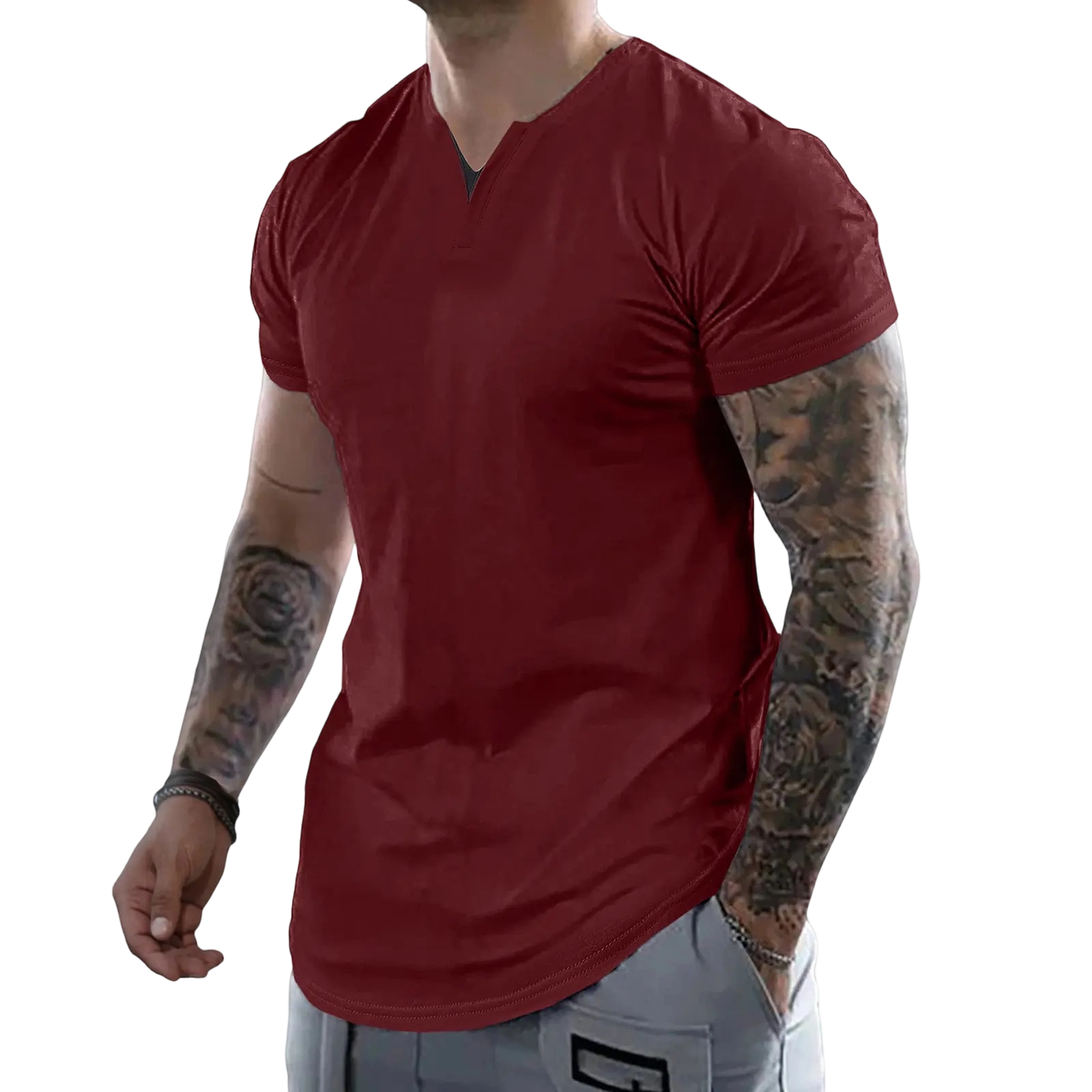 Men's Muscle Slim Fitted V-Neck T-Shirt Short Sleeve Soft Athletic Tee for Gym & Daily Wear