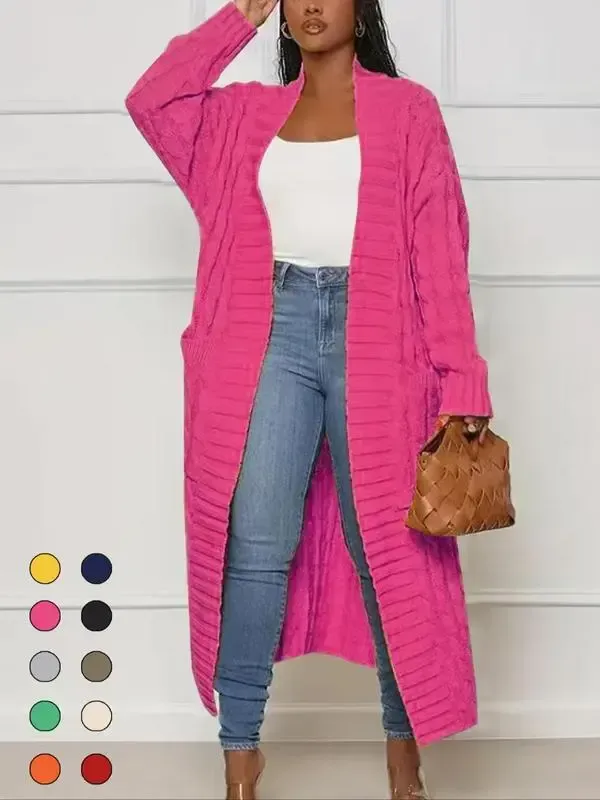 Women's Long Cardigan 2025 Oversized Coat Long Sleeve Open Cardigan Knitted Extra