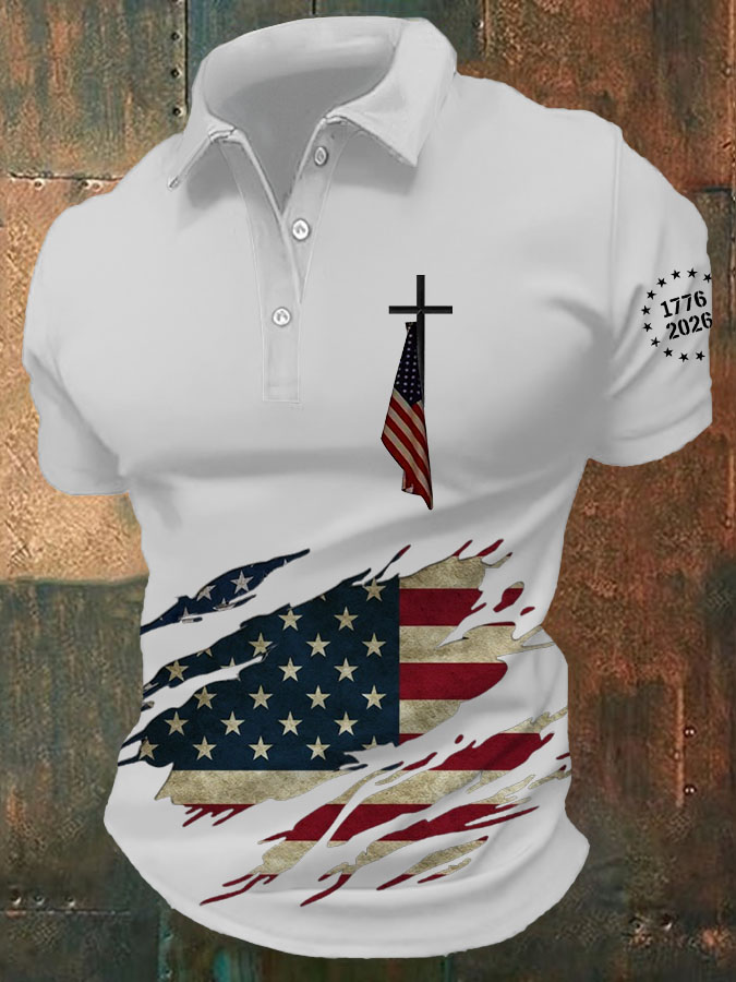 Men's 250th Anniversary Printed Casual Polo Shirt