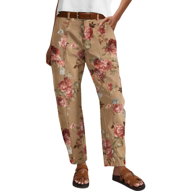Mother's Day Sale💕Mid Waist Baby Barrel Fit Deep Pockets Pants