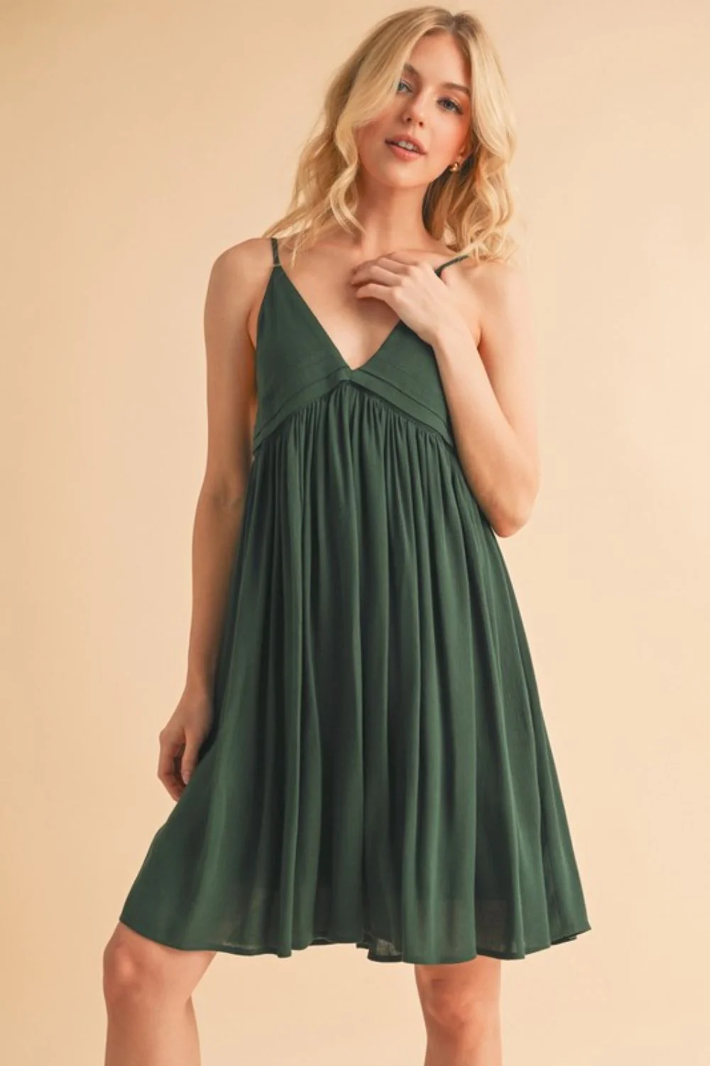 Ruched Plunge Mini Cami Dress