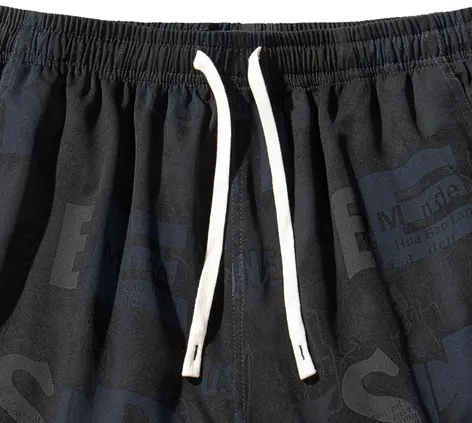 Men's Summer Shorts: Letter Print, Drawstring Design, Multi-Pocket