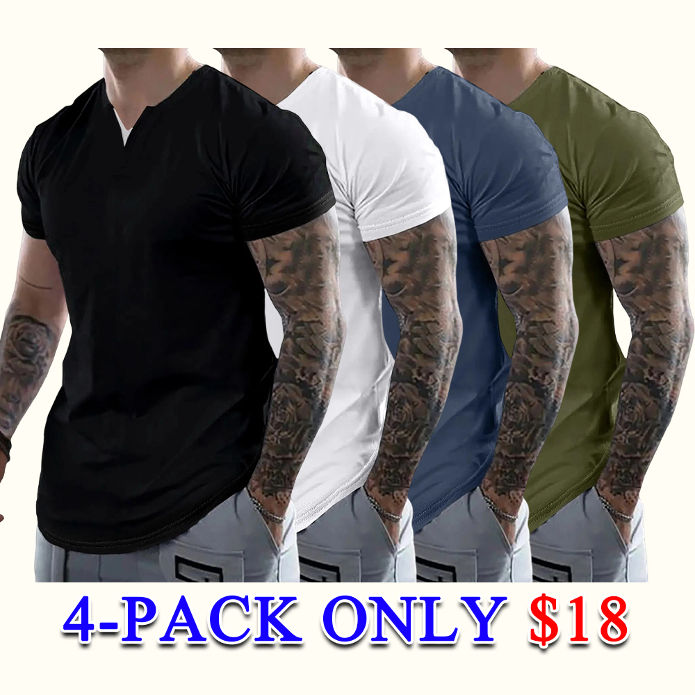 Men's Muscle Slim Fitted V-Neck T-Shirt Short Sleeve Soft Athletic Tee for Gym & Daily Wear