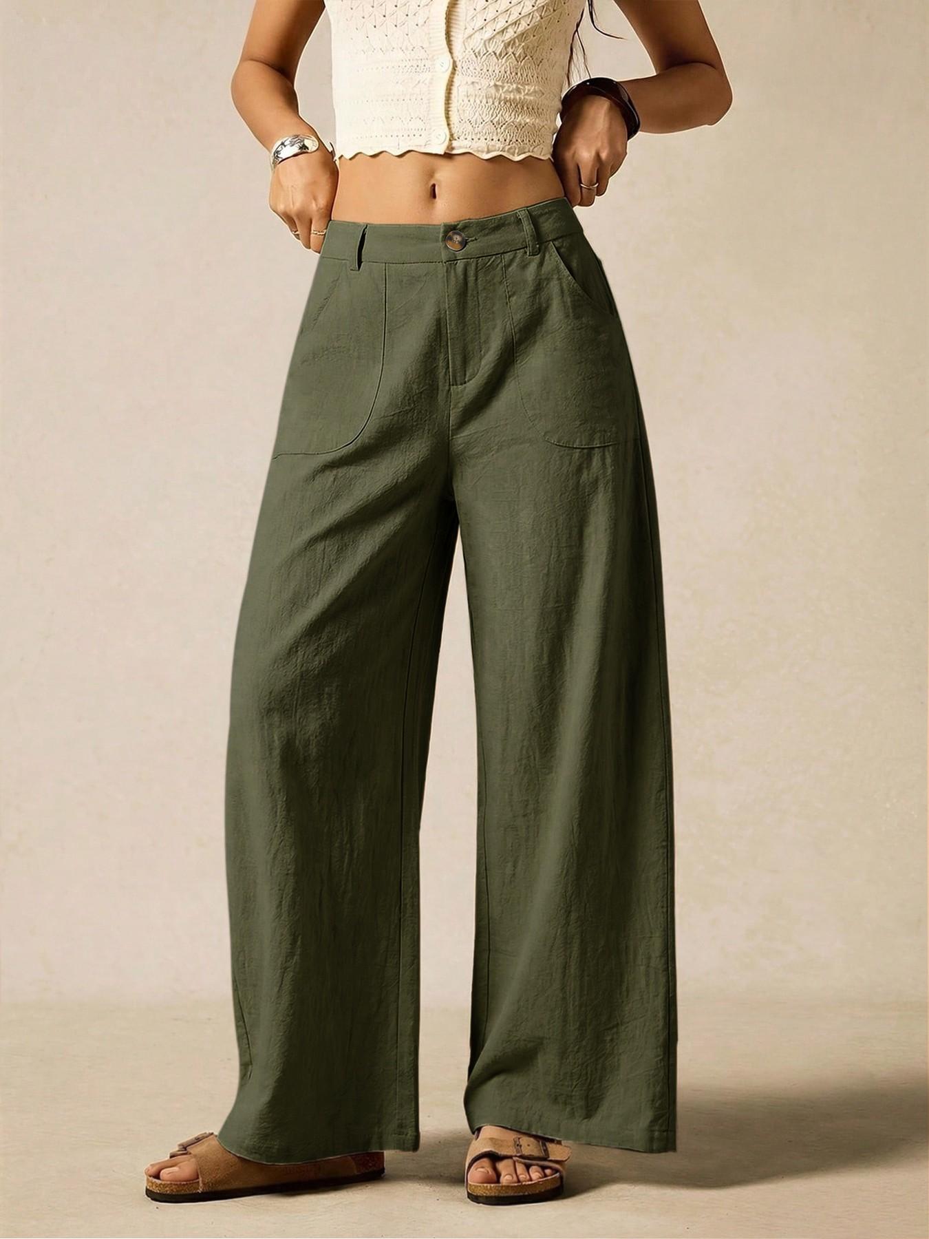 Women's Summer Linen Breathable Lightweight Wide-Leg Pants
