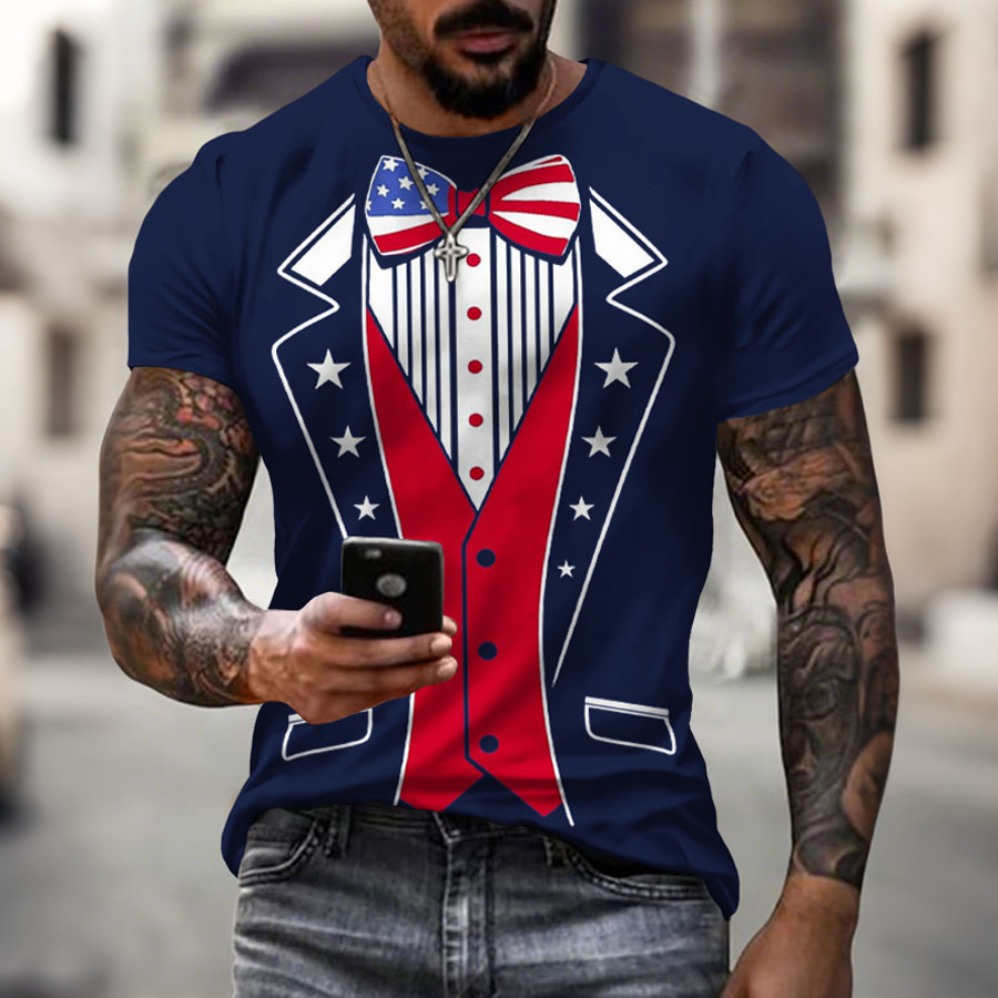 Men'S American Flag Commemorative 250Th Anniversary Classic Tailcoat Celebration Dress Up Short Sleeve T-Shirt