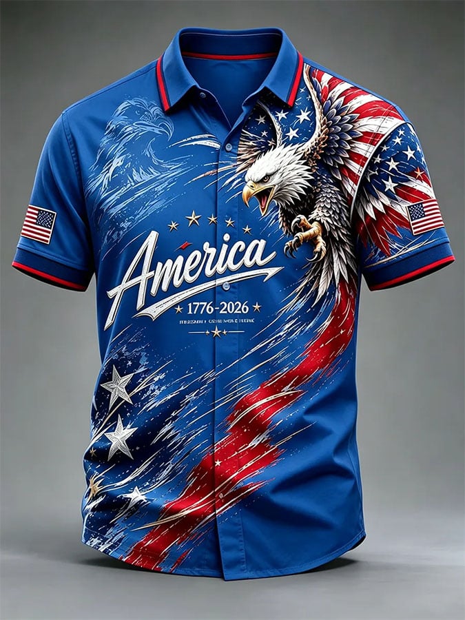 Men's Print Fashionable Resort Casual Pocket Shirt