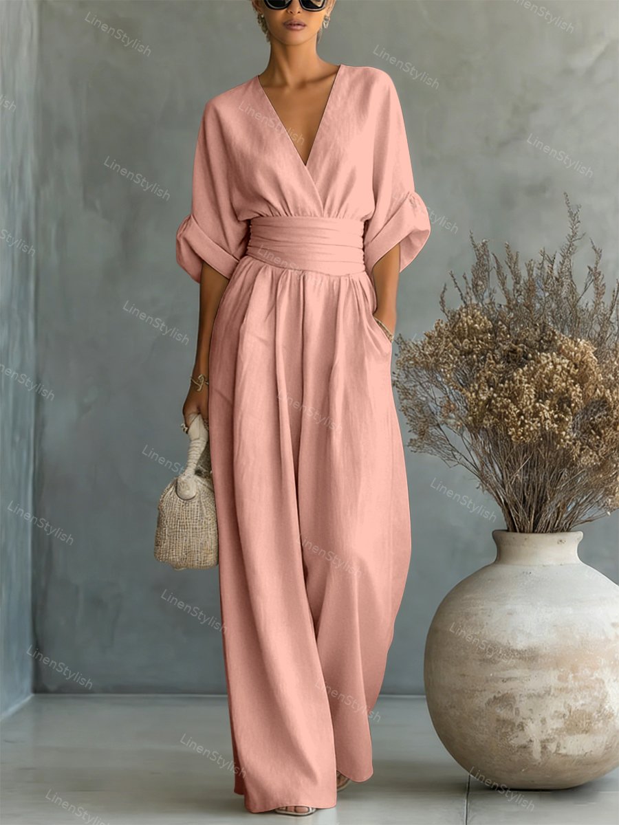 Essential V-neck Waist Jumpsuit Clearance Sale