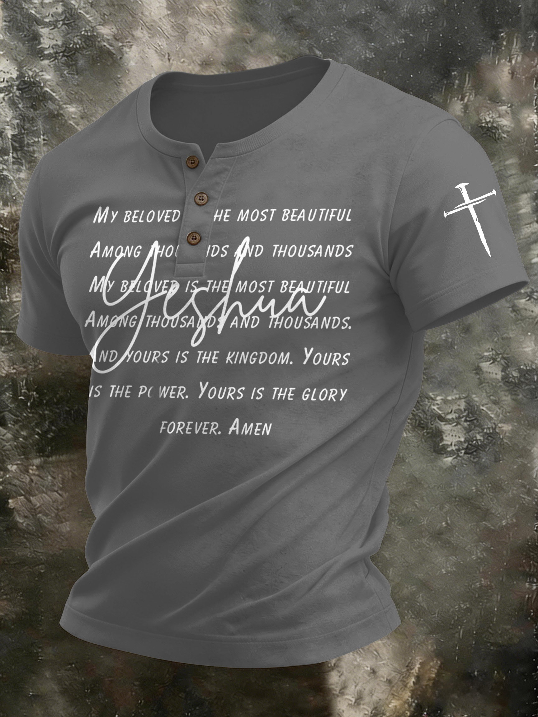 Men'S Casual Faith In Christ Jesus Henry Collar Polo Shirt
