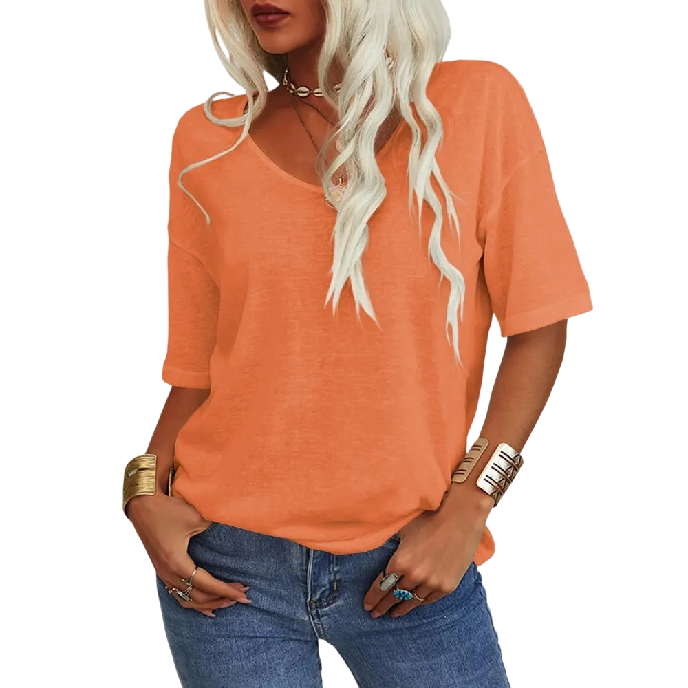 Women’s Soft V-Neck Casual Loose Fit T-Shirt