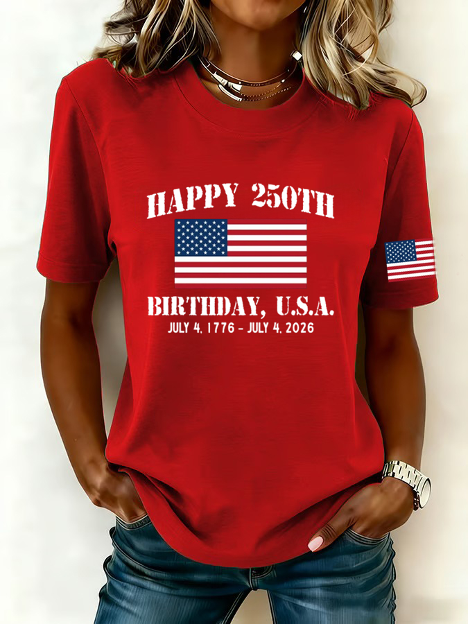 Women'S American Flag Printed Casual T-Shirt