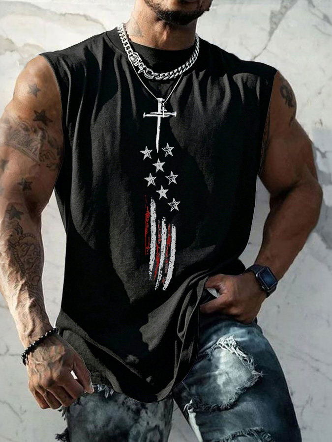 Men'S Sleeveless Casual Cotton And Linen T-Shirt