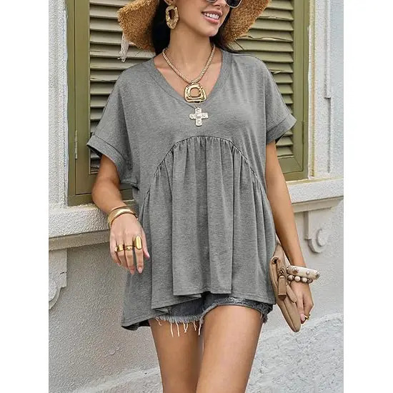 Women's Summer Ruffle-Hem Top
