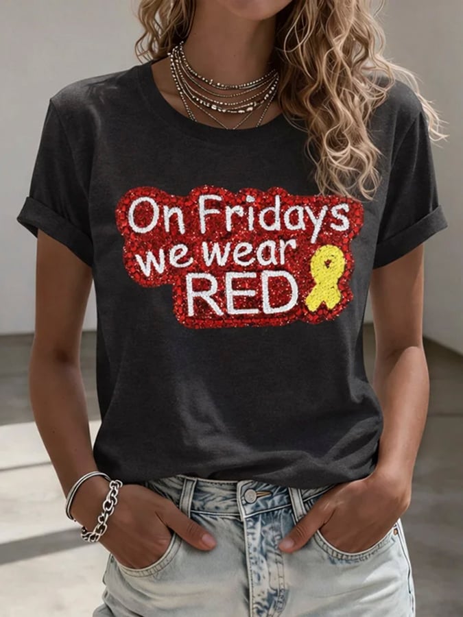 Women's Red Friday Print T-Shirt