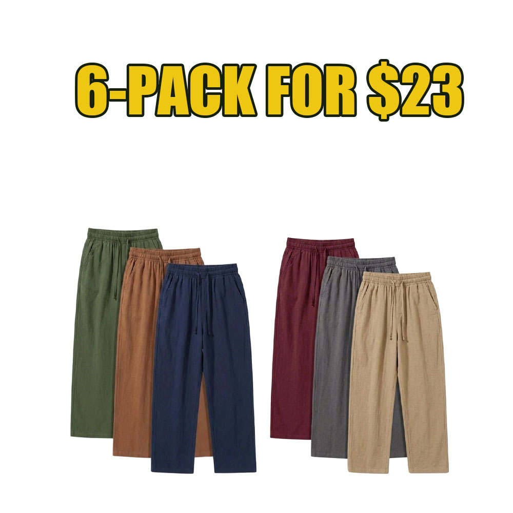 9-Pack Cotton Linen Wide-Leg Pants