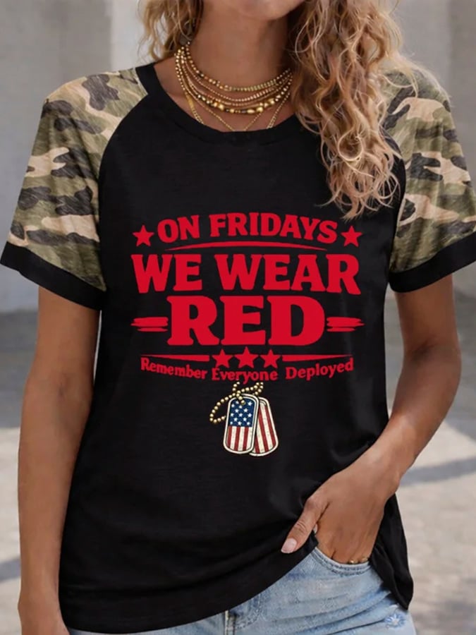 Women's Red Friday Print T-Shirt