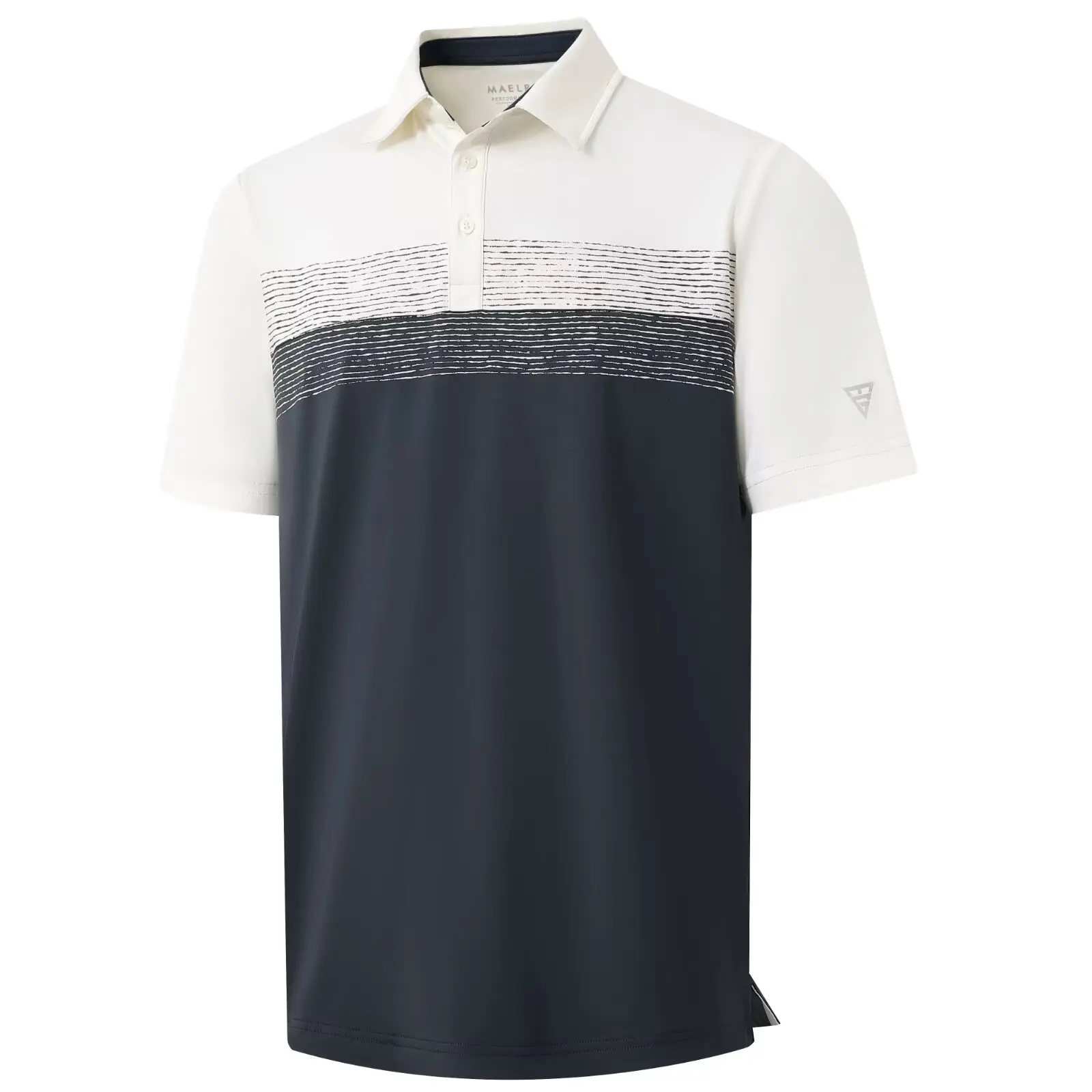 Polo Shirts for Men Dry Fit Performance Chest Print Color Block Moisture Wicking Casual Short Sleeve Golf Shirts