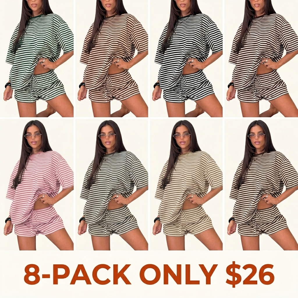 Women's striped print two-piece set