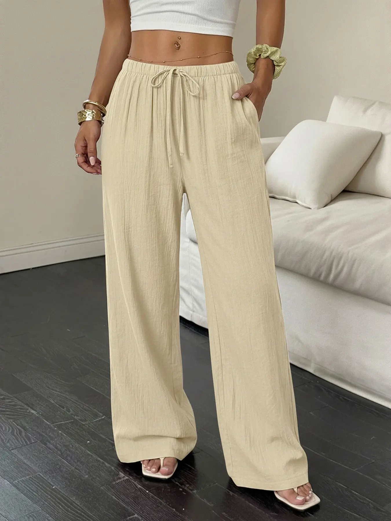 ✨ MAY SALE | Women's Linen Palazzo Pants -100%Cotton✨