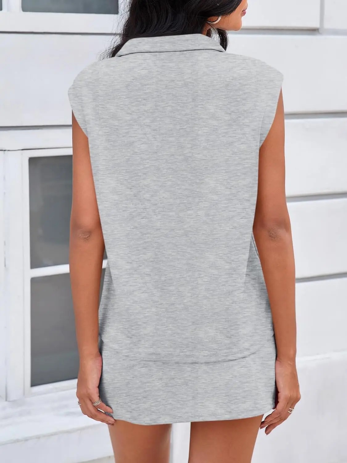 Womens 2 Piece Skirt Sets Summer Sleeveless Half Zip Sweatshirt Athletic Skorts Tennis Outfits