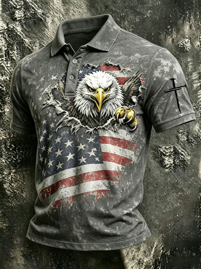 Men's America Flag Print Short Sleeve Top