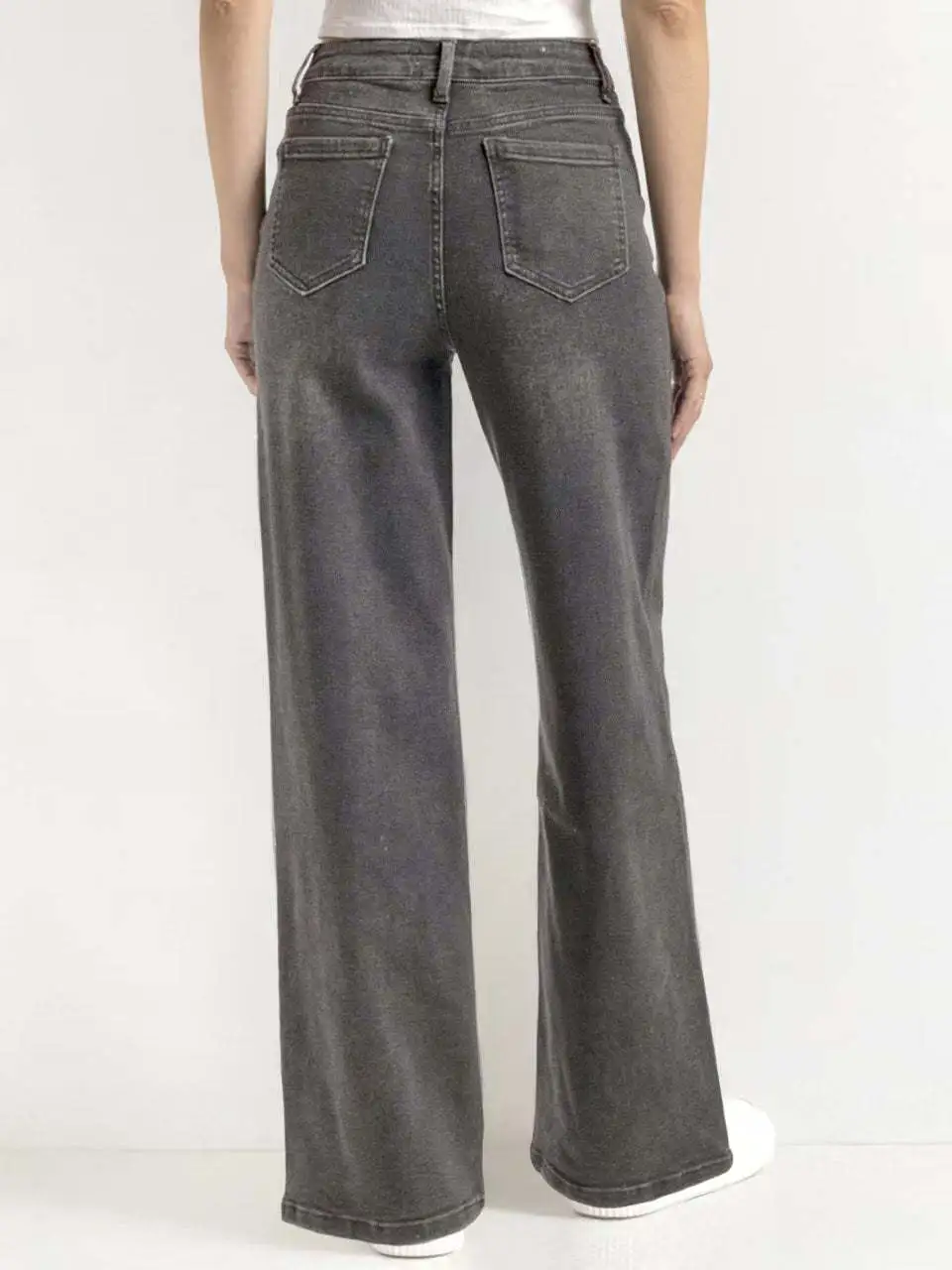 Casual Mid-Rise Denim Multi-Pocket Wide Leg Jeans