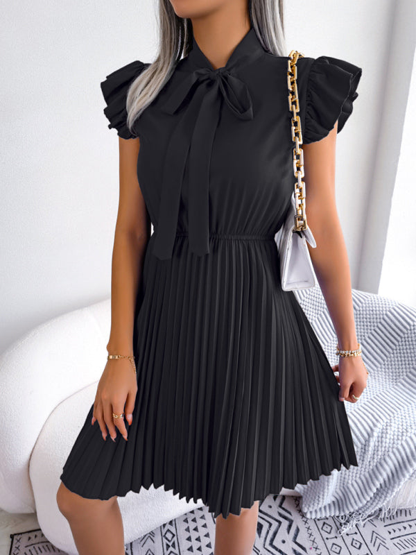 Temperament Lace-Up Waist Pleated Skirt