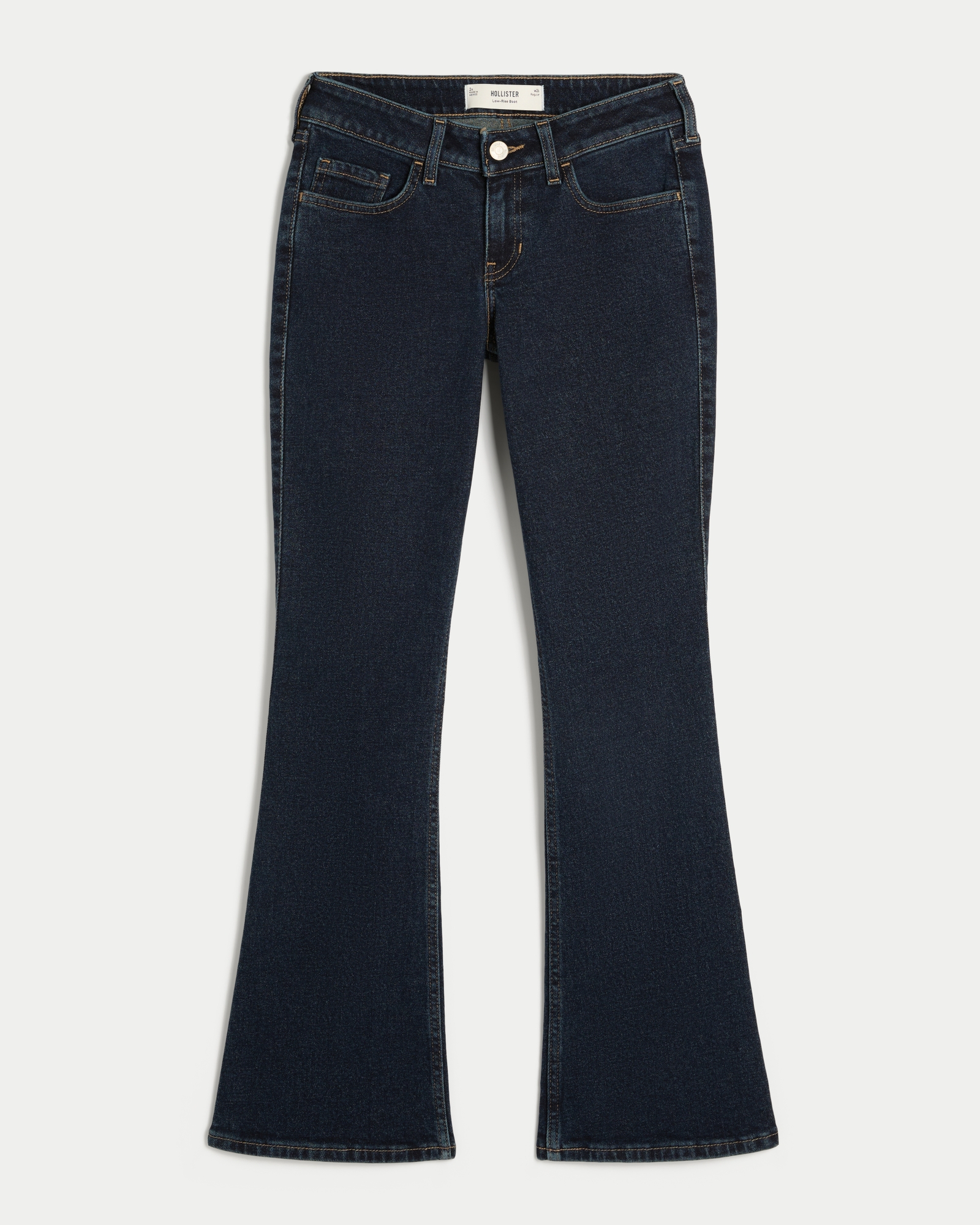 Low-Rise Dark Wash Embroidered Bootcut Jeans
