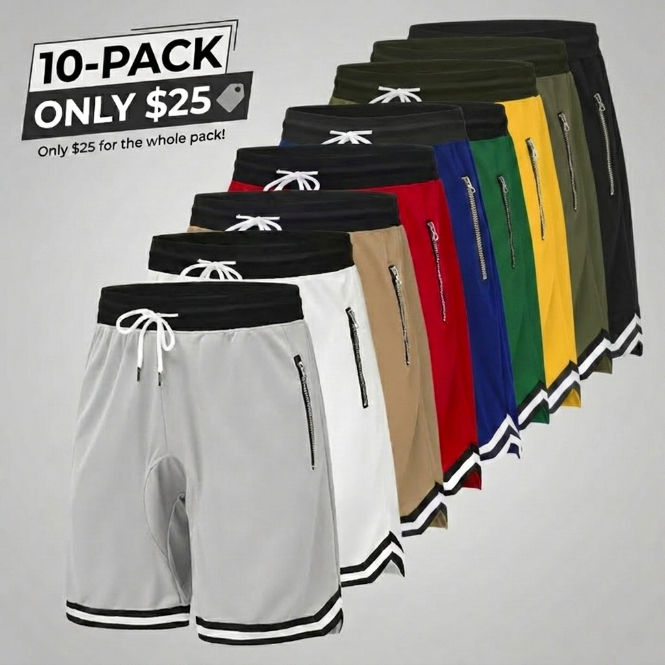 🔥🔥Men’s casual athletic shorts with zippered pockets,  elastic waistband, available in multiple color