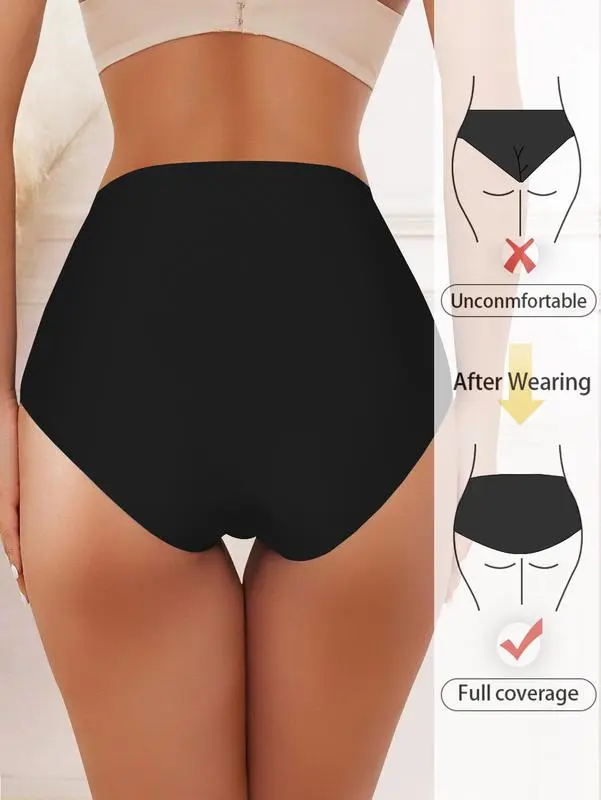 Women's 12-Pack High Waist Cotton Briefs – Tummy Control Hip Lifting Colorblock Printed Underwear S-XXL
