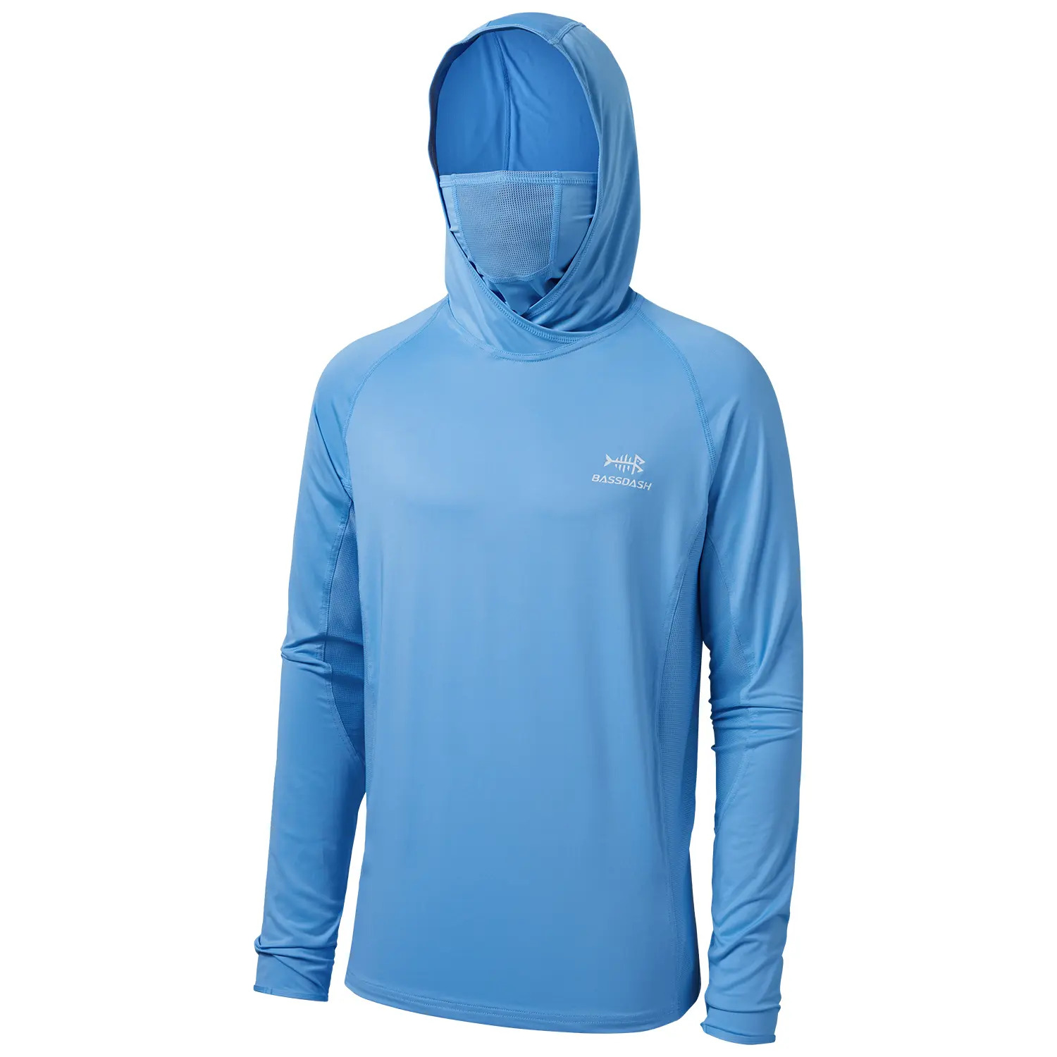 UPF 50+ Men’s Long Sleeve Fishing Shirt with Mask UV Neck Gaiter Hoodie