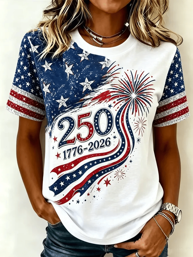 Women's 250Th Anniversary Independence Day  Print T-shirt