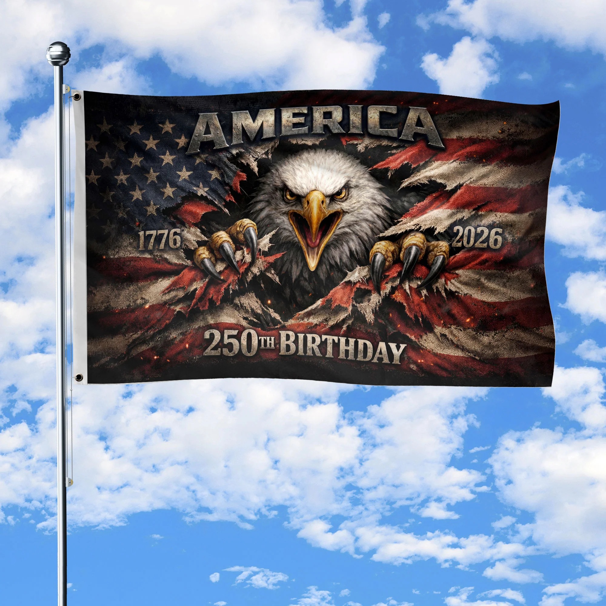 1776-2026 USA 250th Anniversary Flag – Patriotic Eagle Double Sided Ho