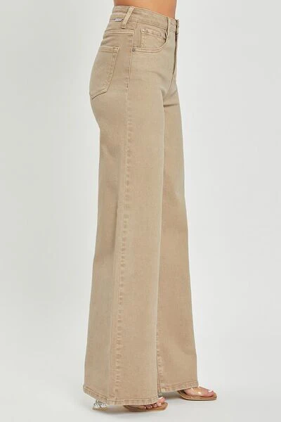 Full Size Tummy Control High Rise Wide Leg Jeans