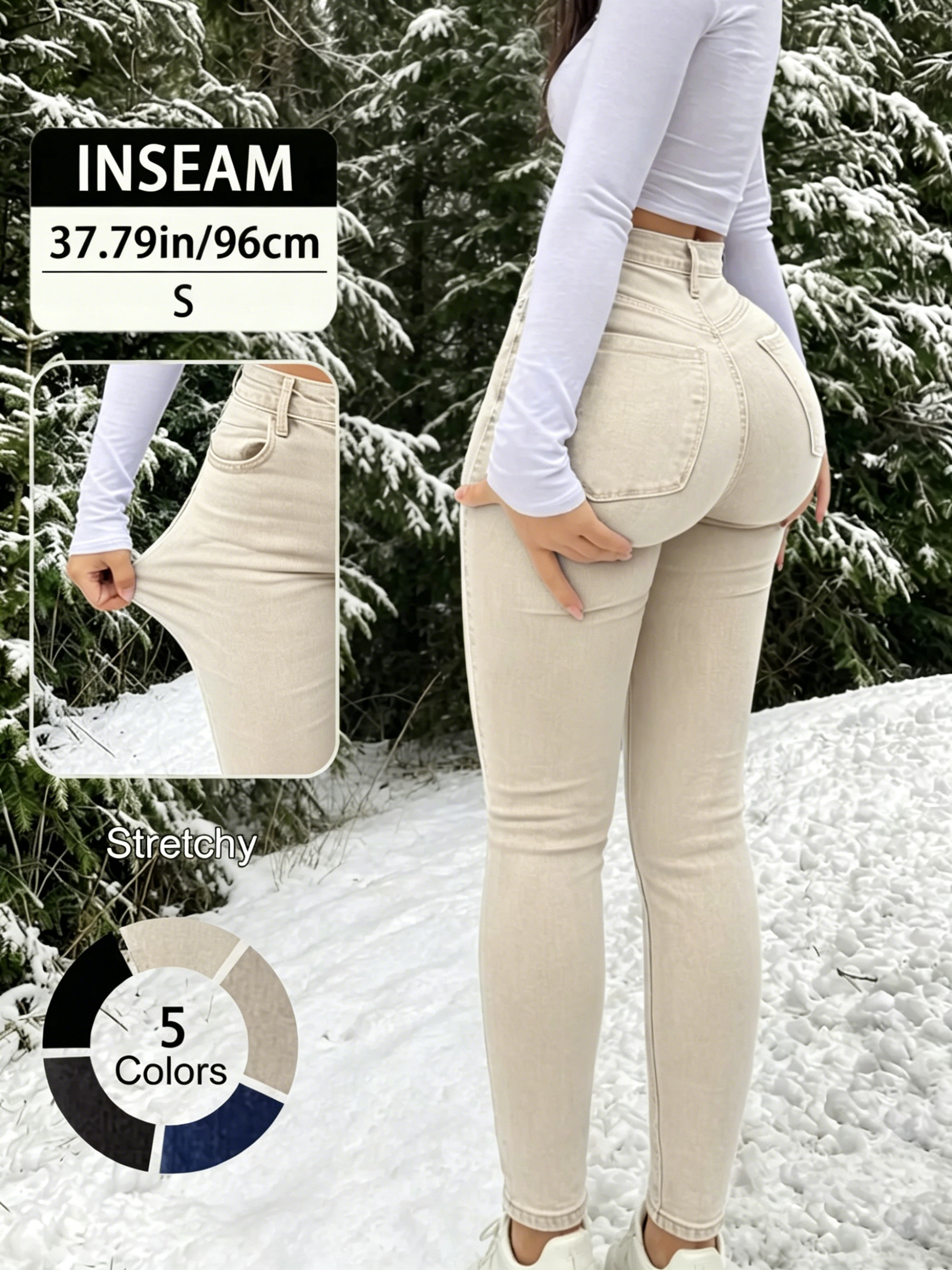 Elegant High Waist Long Skinny Denim Jeans for Women