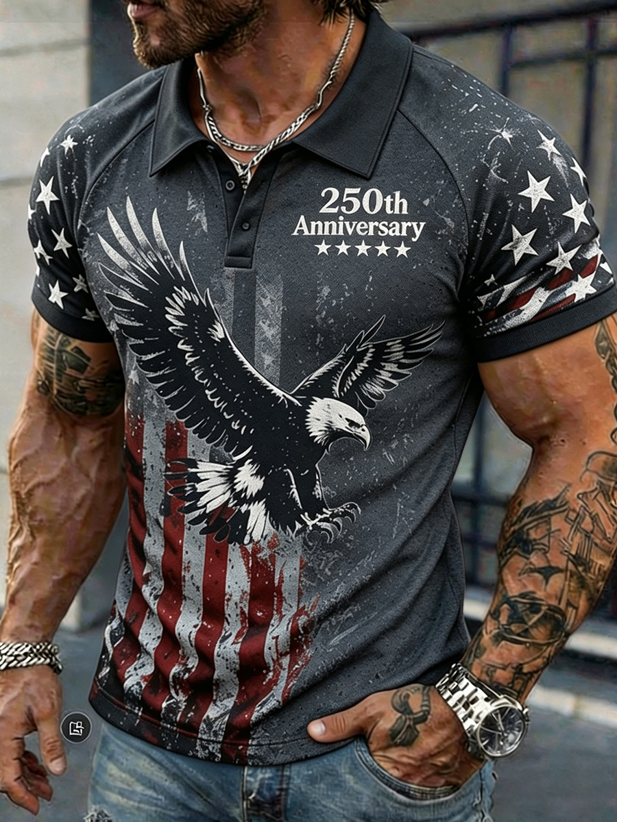 Men's 250th Anniversary Eagle American Flag Polo Shirt