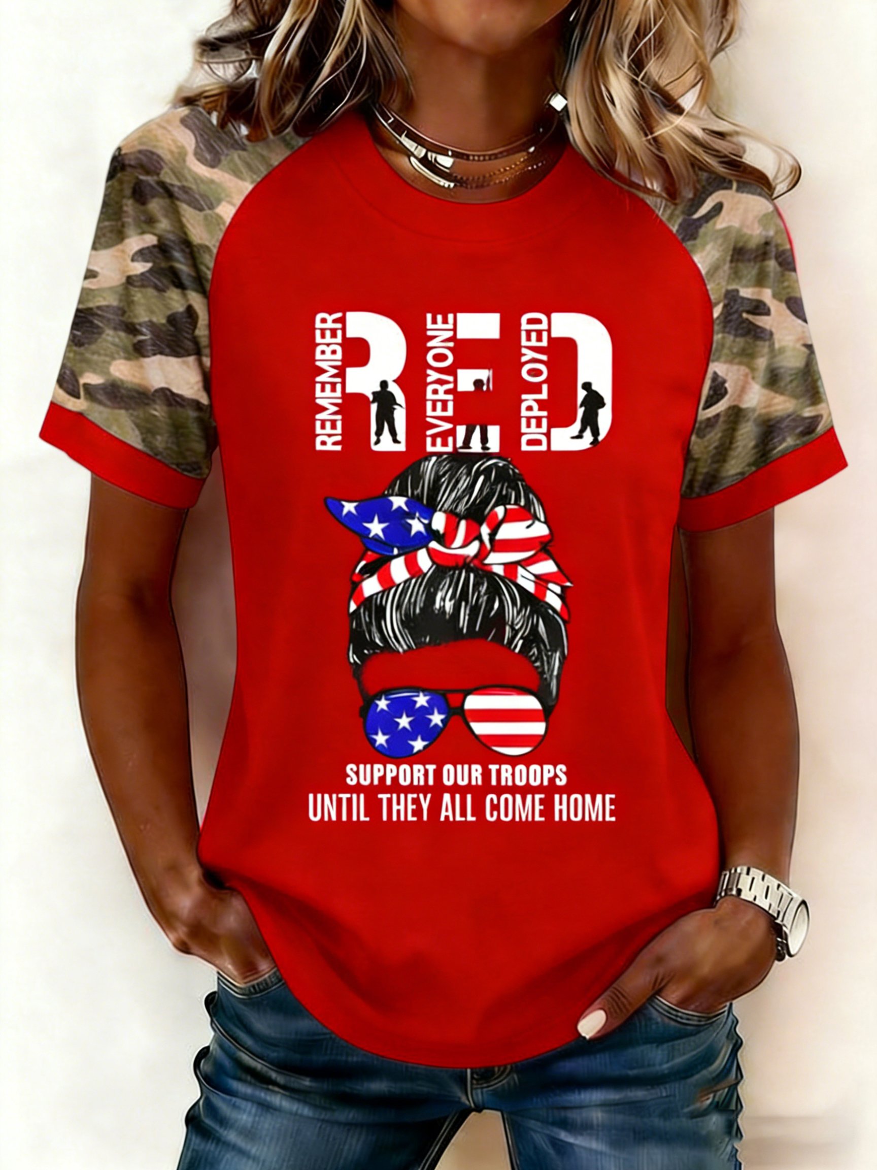 Women's Red Friday Print T-Shirt