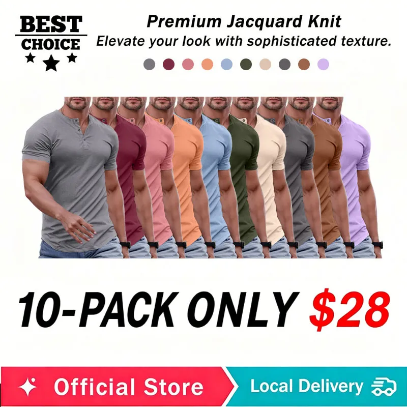 🔥2026 Flash Sale🔥Men's Muscle Slim Fit Button Henley Shirt