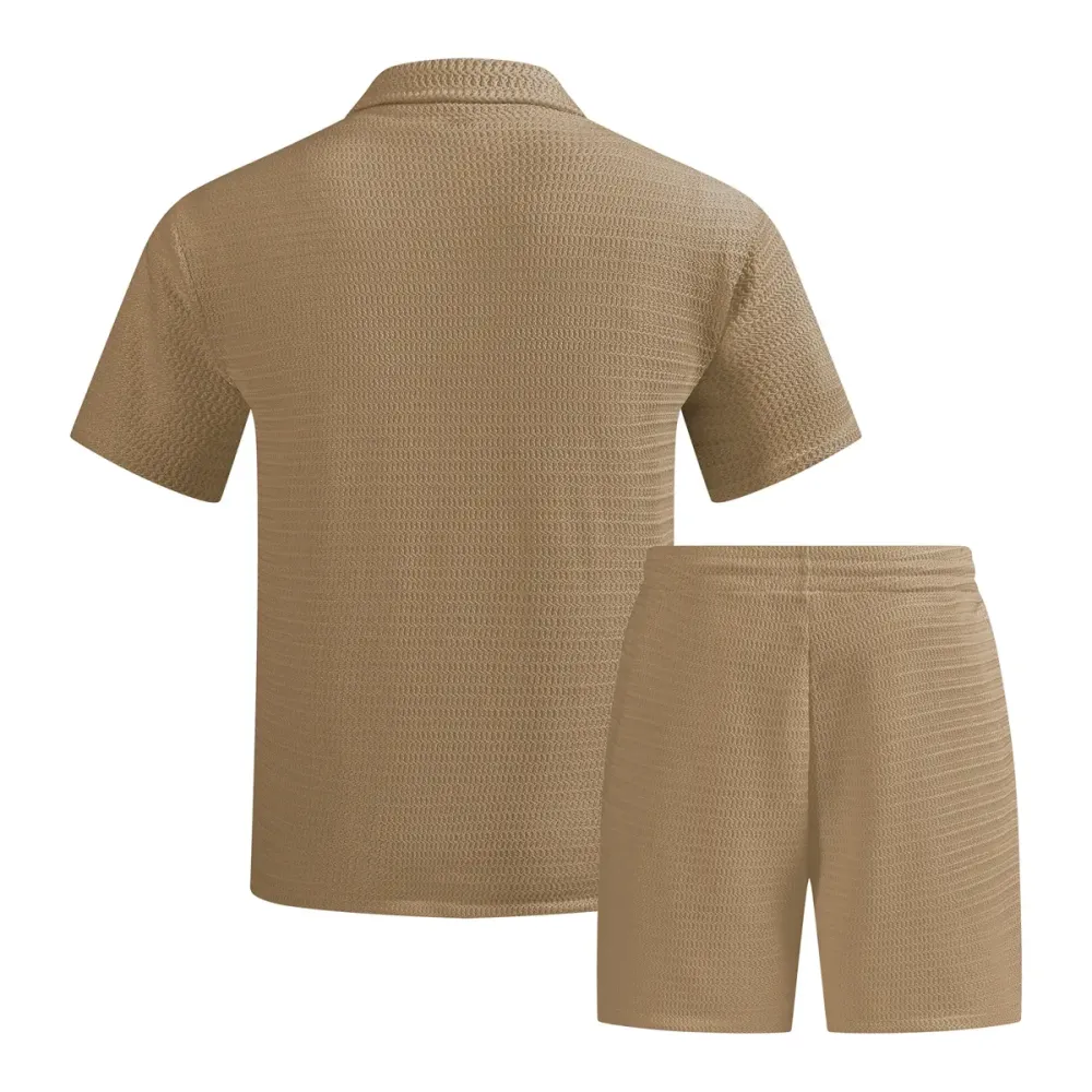 Men's solid color summer vacation suit, regular style